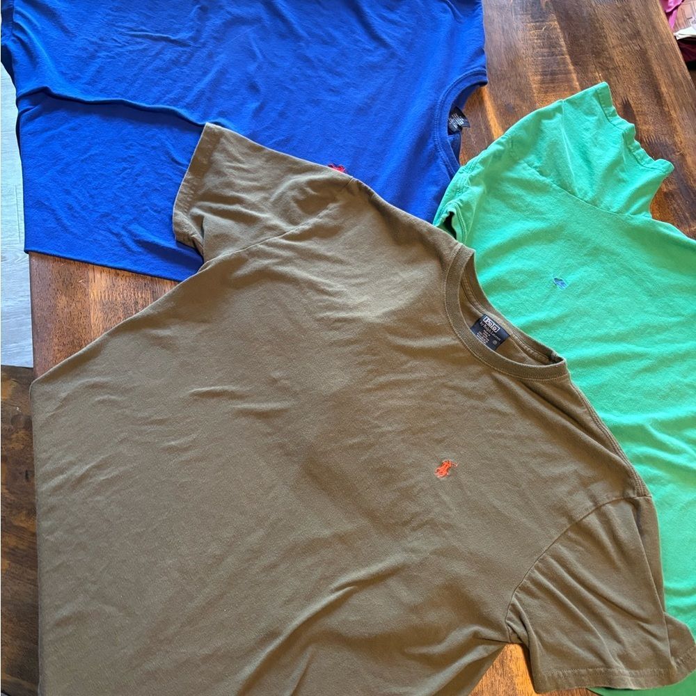 Ralph Lauren Polo Men Medium Trio: Blue, Green, and Olive Tees